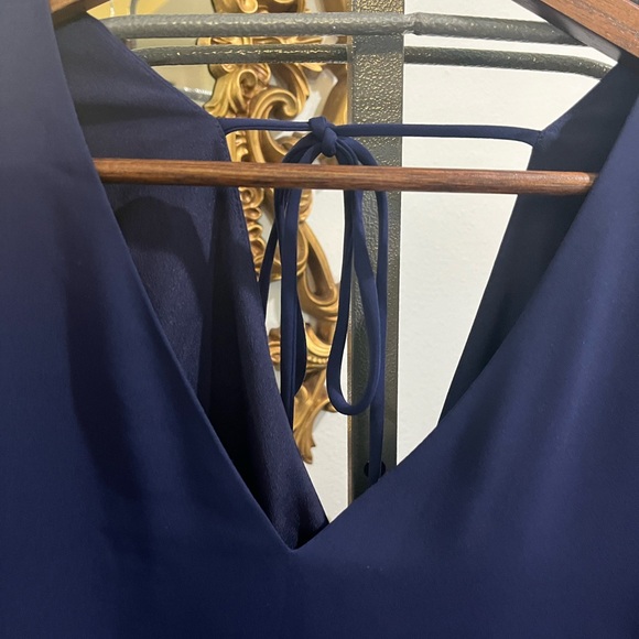 TRINA TURK NICO INDIGO BLUE RUFFLE BELL SLEEVE MIDI DRESS SIZE LARGE - Picture 10 of 13